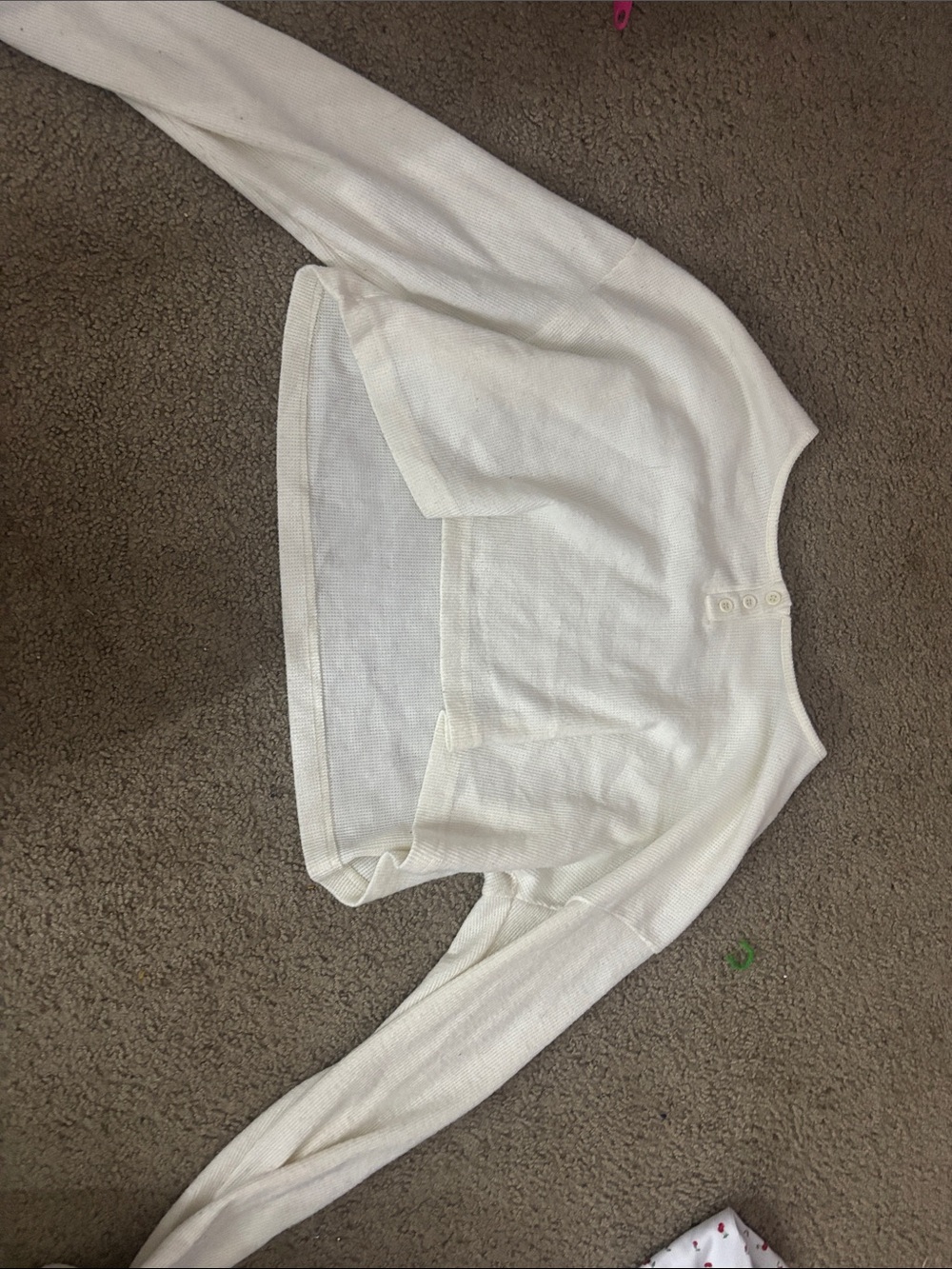 Rue21 Cream Button-Neck Cropped Knit Sweater